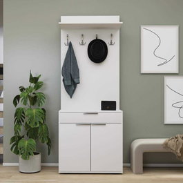 Hanah Home Soporte de Pasillo Blanco con Cajón y Estantes